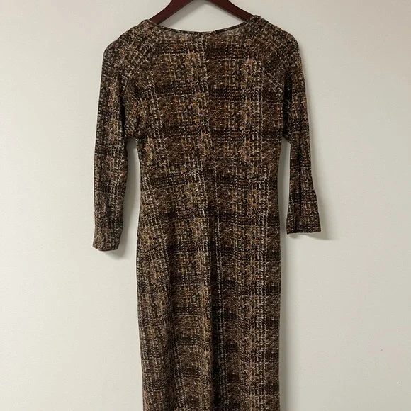 Max Mara Brown Textured Square Neck Sheath Dress with Slip - Size M - Picture 3 of 8